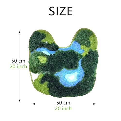 20x20 Inch Microfiber Toilet Moss Bath Mat, U Shaped Machine Washable Contour Bath Rugs for Toilet, Non Slip Extra Thick Soft Bath Rug Absorbent Water for Bathroom