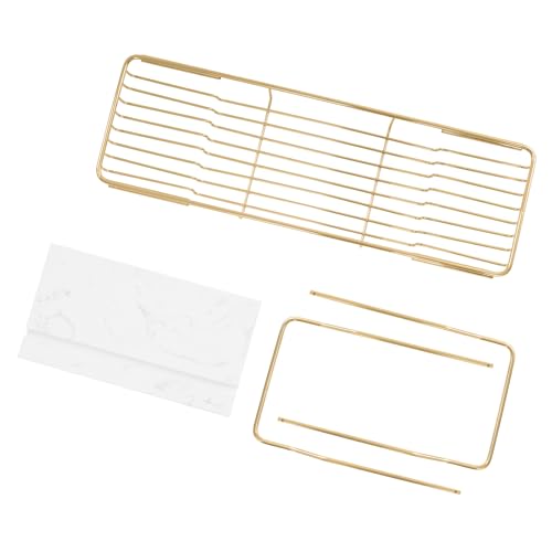 Bathtub Tray for Tub, Metal Expandable Extra Wide Bath Caddy Tray for Bathtub with Natural Marble Groove for Bath Spa (Gold Frame White Marble Base) - color: Gold Frame White Marble Base