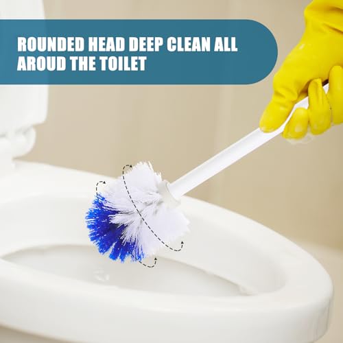 Willinglong 18 Pcs 18.5 Inch Toilet Bowl Cleaner Brush Bathroom Long Plastic Handled Cleaning Scrubber with Hook Hole Without Holder for Household Cleaning (Blue,White)