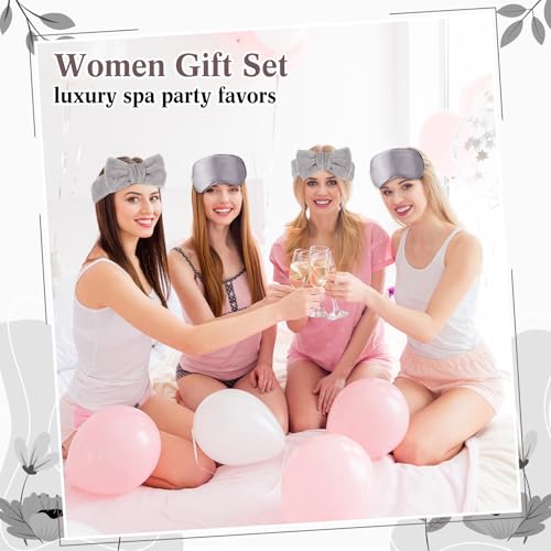 6 Set Spa Gifts Bulk for Women, Sleepover Party Favors Supplies for Bridesmaid Bridal Shower Wedding Guests Baby Shower Birthday Gift with Towels Socks Hair Tie Clip Eye Masks(Light Brown) - color: Light Brown
