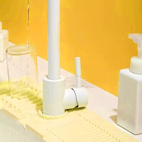 Silicone sink drainage pad with faucet hole, foldable splash guard, kitchen sink storage pad