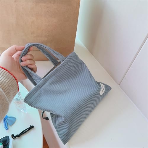 Wudygirl Makeup Bag Travel Cosmetic Bag for Women Small Makeup Pouch with Handle Zipper Cosmetic Pouch Handbag Aesthetic 8.3" x 6.7"(Light Blue) - color: Light Blue