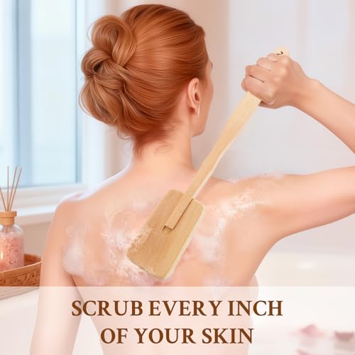 Body Brush, Detachable Long-Handle Bath Brush, Efficient Exfoliating Massage, Unisex Cleansing Brush, Square Brush Head, 2 Pack - size: Rectangular - Detachable