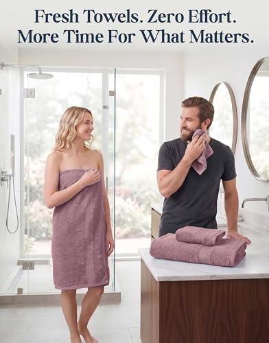 LANE LINEN 100% Cotton Turkish Towels for Bathroom - 16 Piece - Softer & Highly Absorbent - 4 Bath, 8 Wash cloths, 4 Hand Towels - Complete Family Set, Hotel Quality & Gentle on Skin - Wistful Mauve - color: 11: Wishful Mauve