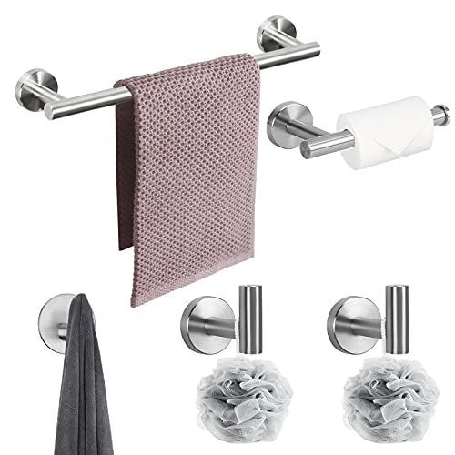 NearMoon Bathroom Hardware Set SUS 304 Thicken Stainless Steel-Towel Bar Set Include 16" Towel Rod, Toilet Paper Holder, Multifunctional Hooks Bathroom Accessories (Brushed Nickel, 5 Pcs) - color: Brushed Nickel