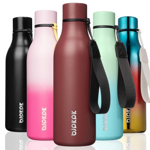 BJPKPK Insulated Water Bottles, 18 oz Stainless Steel Metal Water Bottle with Strap, BPA Free Leak Proof Jugs, Mugs, Flasks, Reusable Thermal Flasks for Sports & Travel, Brick Red - color: Brick Red, size: 18 Ounces, style: 18oz