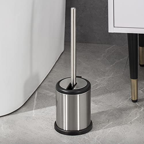 Casaphoria Stainless Steel Toilet Bowl Brush and Holder set for Deep Cleaning,Bowl Scrubber Brush with Lid for Bathroom,Deluxe Freestanding Toilet Brush and Plunger Combo - style: Stainless Steel_handle