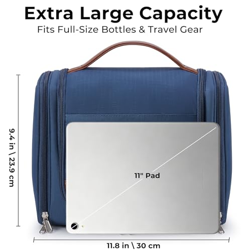 Ralnitote Large Hanging Toiletry Bag for Men, Travel Bathroom Bag with Hook, Hygiene Bag Organizer for Shower, Shaving & Grooming Essentials, Navy - color: Navy