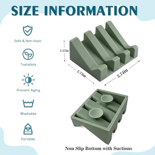 Soap Dish Holder for Shower with Suction Cup, Silicone Soap Holder & Saver Self-Draining Bar Soap Dish Keeps Soap Dry for Bathroom, Kitchen, Bathtub (Green,2-Pack) - color: Green,2-pack