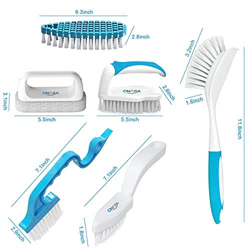 6 Pack Household Deep Cleaning Set - Kitchen, Bathroom & Floor Cleaning Brushes, Includes Scrub, Dish, Bottle, Grout, Crevice & Shoe Brushes
