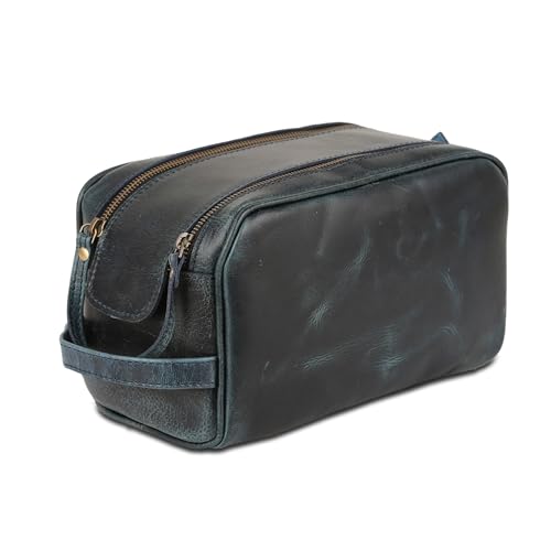 KomalC Travel Toiletry Bag – Premium Leather Dopp Kit for Men & Women with Water-Resistant Lining & Spacious Zippered Organizer - style: 1 Zip Classic Sea Green