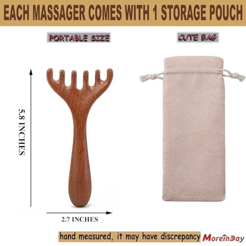 Head Massager Scalp, Wooden Scalp Massager, Foot Massage Tool | with storage pouch, natural Sandalwood, masajeador de cabeza, scalp massage for stress relax, foot massage for muscles relax
