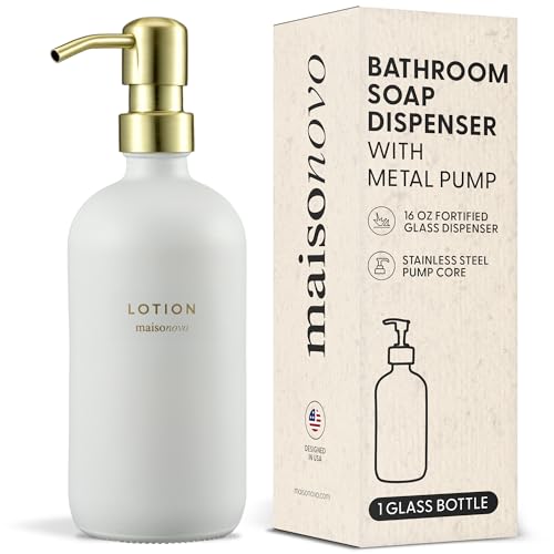 MaisoNovo Soap Dispenser 1-Piece Set | 16.9oz White Bottles with Gold Stainless Steel Pump Core - color: White/Gold