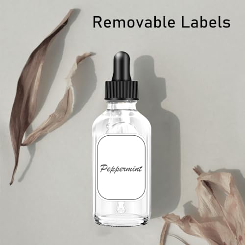 Bumobum 2 pack Dropper Bottle 2 oz, Clear Glass Eye Dropper Bottles for Essential Oils with Labels and Funnel, Leakproof Tincture Bottles with Measured dropper - color: Clear