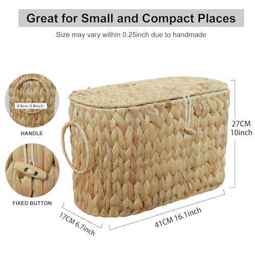 Coeusy Toilet Paper Basket with Lid,Wicker Basket for Bathroom Organizers and Storage,Holds Up to 6 Mega Rolls, Decorative Hand-Woven Rattan Bathroom Decor Accessories,Natural Water Hyacinth - color: Natural Hyacinth