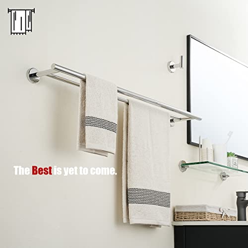 JQK Double Bath Towel Bar, 30 Inch 304 Stainless Steel Thicken 0.8mm Towel Rack for Bathroom, Towel Holder Polished Chrome Wall Mount, Useable Length 27 Inch, TB100L27-CH - color: Polished Chrome, size: 30 Inch