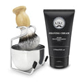 Kikc 5 in 1 Shaving Kit, Shaving Brush Kit for Men,Set Include Synthetic Shave Brush, Stainless Lathering Bowl, Shave Brush Stand, Shaving Cream, Shave Manual, Best Gift for Bearded Man,Silvery Set - color: Stainless set