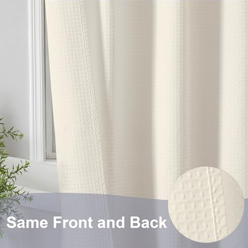 OWENIE Cream Shower Curtain 84 Inches Extra Long, Waffle Weave Heavy Fabric Shower Curtain for Bathroom, Waterproof Soft Hotel Spa Luxury Elegant Bath Curtains, Machine Washable, Cream, 72x84 Inch - color: Cream, size: 72"W x 84"L (Pack of 1)
