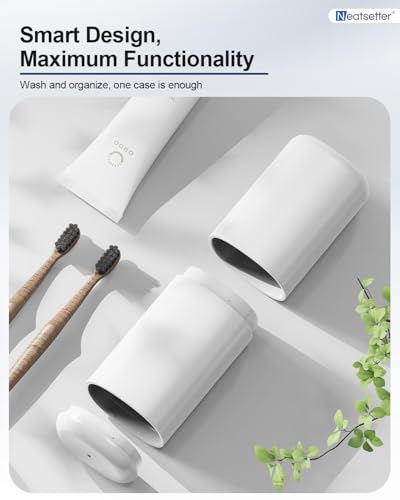 Toothbrush Holder Travel – Portable Toothpaste and Tooth Brushes Case for Traveling with Rinse Cup, Leak-Proof Cover for On-The-Go Oral Care (White) - color: White