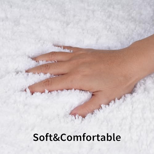 3 Pieces Luxury Bathroom Rug Set with U-Shaped Toilet Rug, Non-Slip Rubber Bottom, Thick Microfiber Fluffy Plush, Water Absorption, Quick Dry, Ultra Soft, Bath Mats for Bathroom, Tub(White) - color: White