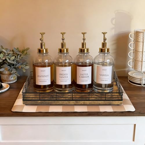 Bathroom Vanity Tray, 13" x 8" Decorative Wooden Tray for Countertop | Large Bathroom Vanity Organizer Wood Tray for Perfume Skincare Accessories Storage, Vanity Dresser Decor Black & Rustic Brown - color: Rustic Brown, size: 13" x 8" x 2"