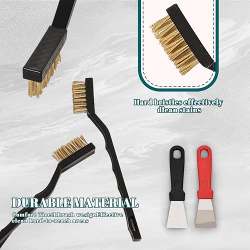 12 Pcs Mini Brass Brush Set, Brass Scratch Brush with Curved Handle | Cleaning Weld Slag and Rust - style: Brass