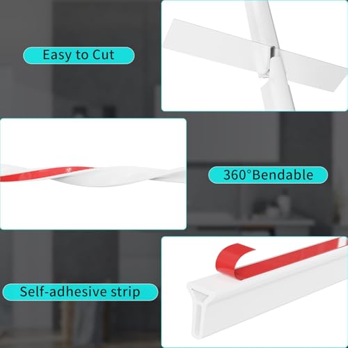 Hi-Na 3ft/5ft/6ft/8ft10ft Collapsible Shower Threshold Water Dam Water Barrier for Shower and Water Stopper Keeps Water Inside Water Threshold for Wet and Dry Separation (6ft, white) - color: White, style: 6ft