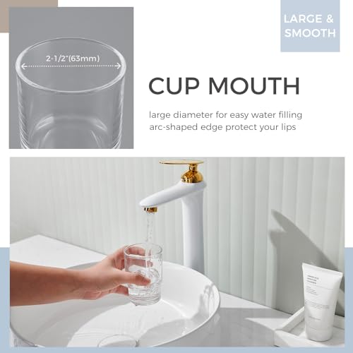 Bathroom Glass Cup, Aomasi Transparent Toothbrush & Toothpaste Holder, Mouthwash Tumbler Cup Drinking Mug Glassware - color: Transparent