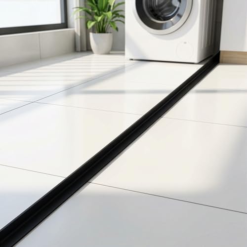 Shower Water Dam Barrier, 39" x 0.79" Silicone Water Stopper | 2-Pack (1 Clear + 1 Black), Self-Adhesive Collapsible Threshold, Bathroom & Kitchen Wet/Dry Separation