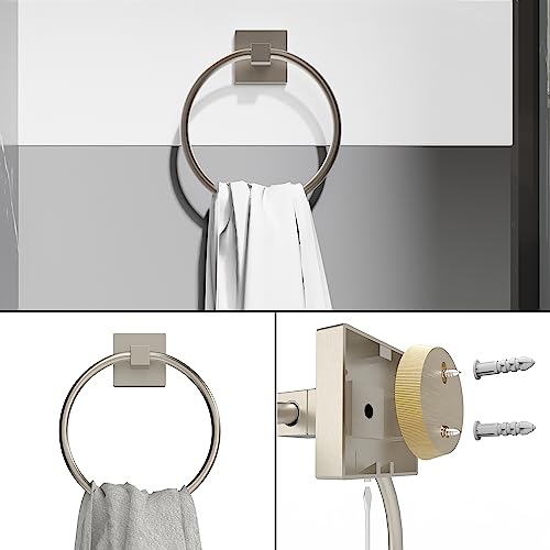 Ruacq Brushed Nickel Toilet Paper Holder Towel Ring Bathroom Accessories Hardware Set Double Post Pivoting Toilet Roll Holder Square Stainless Steel and Zinc Alloy Modern Wall Mounted 2 Pieces - color: Brushed Nickel, size: 2pcs