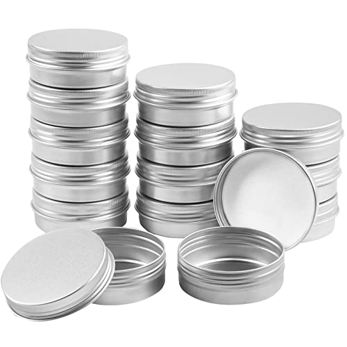 TUZAZO 24Pack 2 Oz Aluminum Tin Cans with Screw Lid and Labels, Refillable Travel Sized Cosmetic Containers Small Tins for Salves, Lotion Bars, Beard Balms, Candles - size: 2oz*24