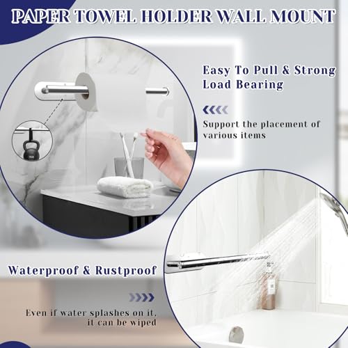 Paper Towel Holder, Self Adhesive or Drilling Paper Towel Holder Under Cabinet, Stainless Steel Paper Towel Holders Wall Mount for Kitchen, Bathroom, Sink, Pantry, Fridge (Sliver) - color: Sliver