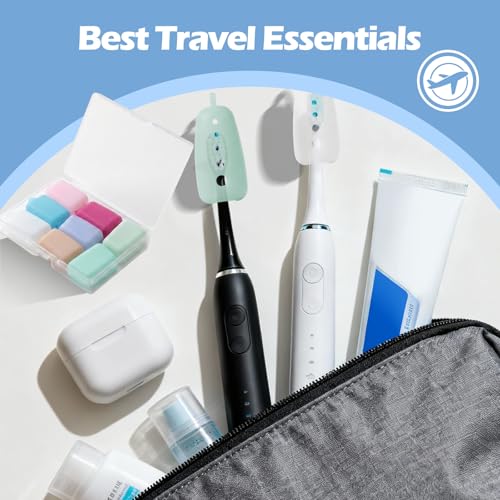 Lapfoon 8 Packs Toothbrush Covers, Silicone Toothbrush Covers Caps for for Electric Toothbrush Replacement Head & Manual Toothbrush, Toothbrush Travel Essentials - color: Azure