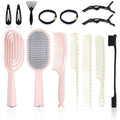 Hair Brush Set, Professional Styling Tools with Combs and Accessories, Pink, Gift Box Included (Pink Brush+White Comb) - color: Pink Brush+White Comb