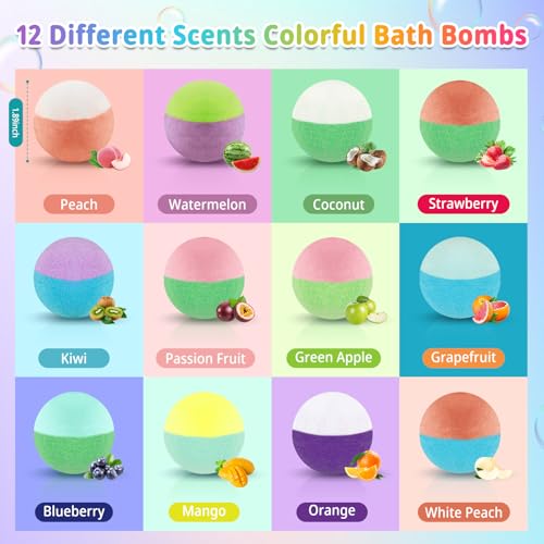 Bath Bombs for Kids with Surprise Inside, 24 Pack Kids Bath Bombs with Toys Inside Gift Set, Kid Bubble Bath Fizzy for Girls Boys with Bath Toys - color: Colorful
