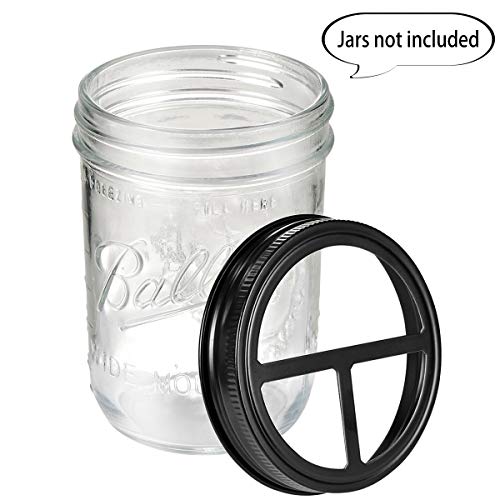 [Wide Mouth ONLY] SheeChung 2 Pack Mason Jar Toothbrush Holder Lid - Rustproof 304 Stainless Steel for Ball Mason Jar or Any Pint. Jar, Farmhouse Decor Bathroom Accessories Set - Black - color: Black Lid-2 Pack