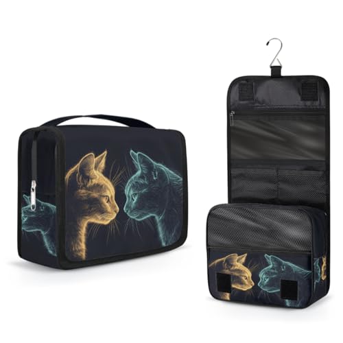 Travel Hanging Toiletry Bag for Women Girl Kinds Of Golden Emerald Blue Cat Cosmetic Bag Waterproof Makeup Organizer for Accessories, Shampoo, Full Sized Container, Toiletries for Bathroom Shower - color: E 10