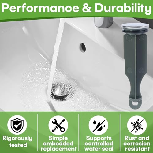 2-Pack RP5648BN Drain Stopper Replacement Part, Compatible with Delta Faucets, 1/4 x 4 Inch Pop-Up Style, with Black Sealing Ring