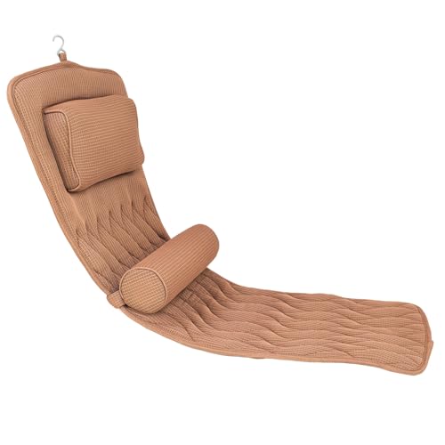 AEROiVi Full Body Bath Pillow with Adjustable Lumbar Roll Pillow Bathtub Cushion with 14 Suction Cups 3D Air Mesh Fit Any Tub Gray Bathroom Accessories Brown - size: 50 inch Brown