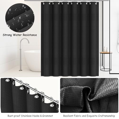Bathroom Accessories Set 22 Pcs, Complete Bathroom Decor Set with Shower Curtain, Hooks, Waste Bin, Soap Dispenser, Toothbrush Holder, Black Bathroom Accessory Kit for Home Decor