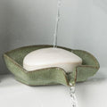 Self Draining Soap Dish, Ceramic Drain Soap Holder Waterfall Design Soap Saver for Shower, Bathroom, Sink, Kitchen and Countertop, Keeps Dry, Green - color: Green, size: Rectangular