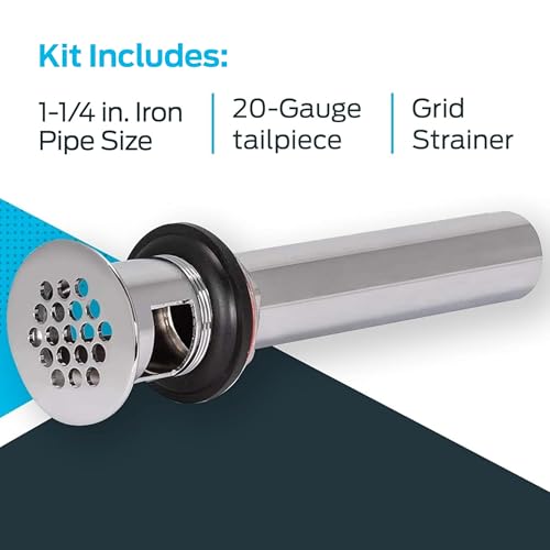EZ-FLO 1-1/4 Inch x 8 Inch Replacement Bathroom Sink Grid Strainer, Chrome Plated, 35072
