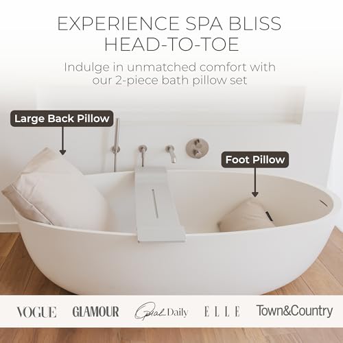 BADESOFA® Luxury Full Body Bath Pillow Set 2-Piece in Blue | Large Back Pillow & Foot Pillow for Bathtub, Spa-Grade Comfort for Head, Neck, Back & Feet, Quick Drying Bath Pillows for Tub - color: Blue, size: Large (2-Piece Set)