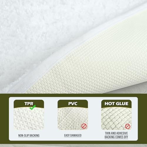 HOMORE White Bathroom Rug Set 2 Piece,Soft Absorbent Bath Mats Set,Machine Washable Bath Rug Sets for Bathroom Non Slip,(21"x34"+21"x21") Plush Shaggy U Shape Contour Toilet - color: White