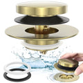 Brushed Gold Upgraded Tip Toe Tub Stopper, Universal Pop Up Bathtub Drains Plug, Bathroom Bath Tub Drain Stoppers, Replaces Lift and Turn, Tip-Toe and Trip Lever drains for Tub, Easy Install - color: Brushed Gold