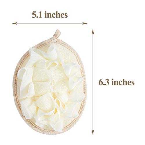 Boao 6 Pcs Bath Shower Pouf Sponge Mesh Pouf Shower Ball Exfoliating Body Sponge Pad Scrubber Glove with Flower Bath Ball (Beige) - style: Beige