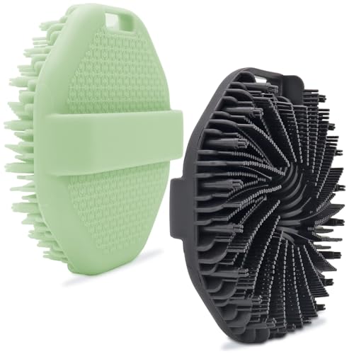 2-Pack Silicone Body Scrubber Shower Brushes,Exfoliating Body Scrubber for All Skin Type, Eco Friendly Shower Scrubber for Body, Silicone Body Brush for Showering (Black & Green) - color: Black & Green