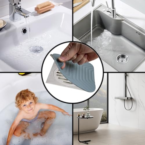 Shower Drain Cover Tub Stopper,2 Pieces Sewer Anti-Odor Mat Deodorizing Drain Plugs for Kitchen,Bathroom and Laundry(5.9x5.9 inch) Gray - color: Gray/2-piece Set