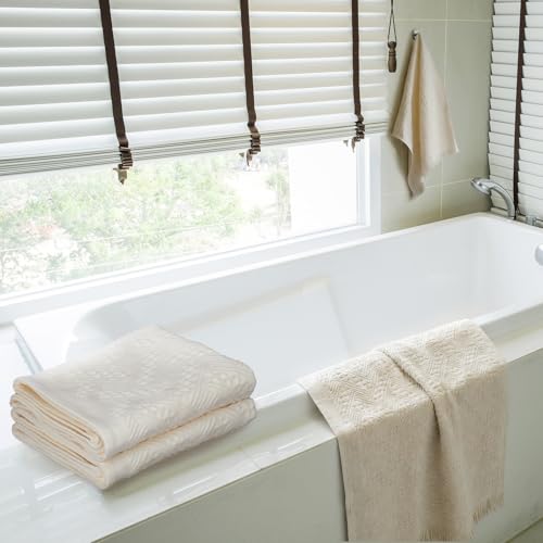 6 Pack Boho Bath Towels Set 100% Cotton Luxury Decorative Towels for Bathroom 2 Bath Cloth 2 Hand Cloth and 2 Wash Cloths Soft Absorbent Quickly Dry Durable Farmhouse Bathroom Decor Guest Gift