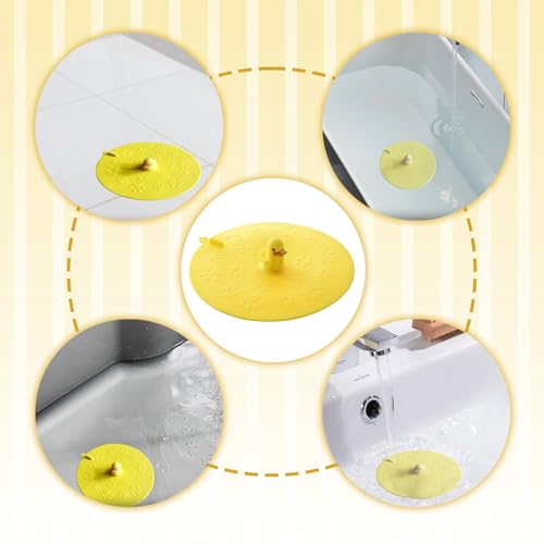 2Pcs Cartoon Washbasin Plug, Yellow Duck Flat Tub Stoppers | Bathtub, Decorative Ceramic - color: Mixcolor2